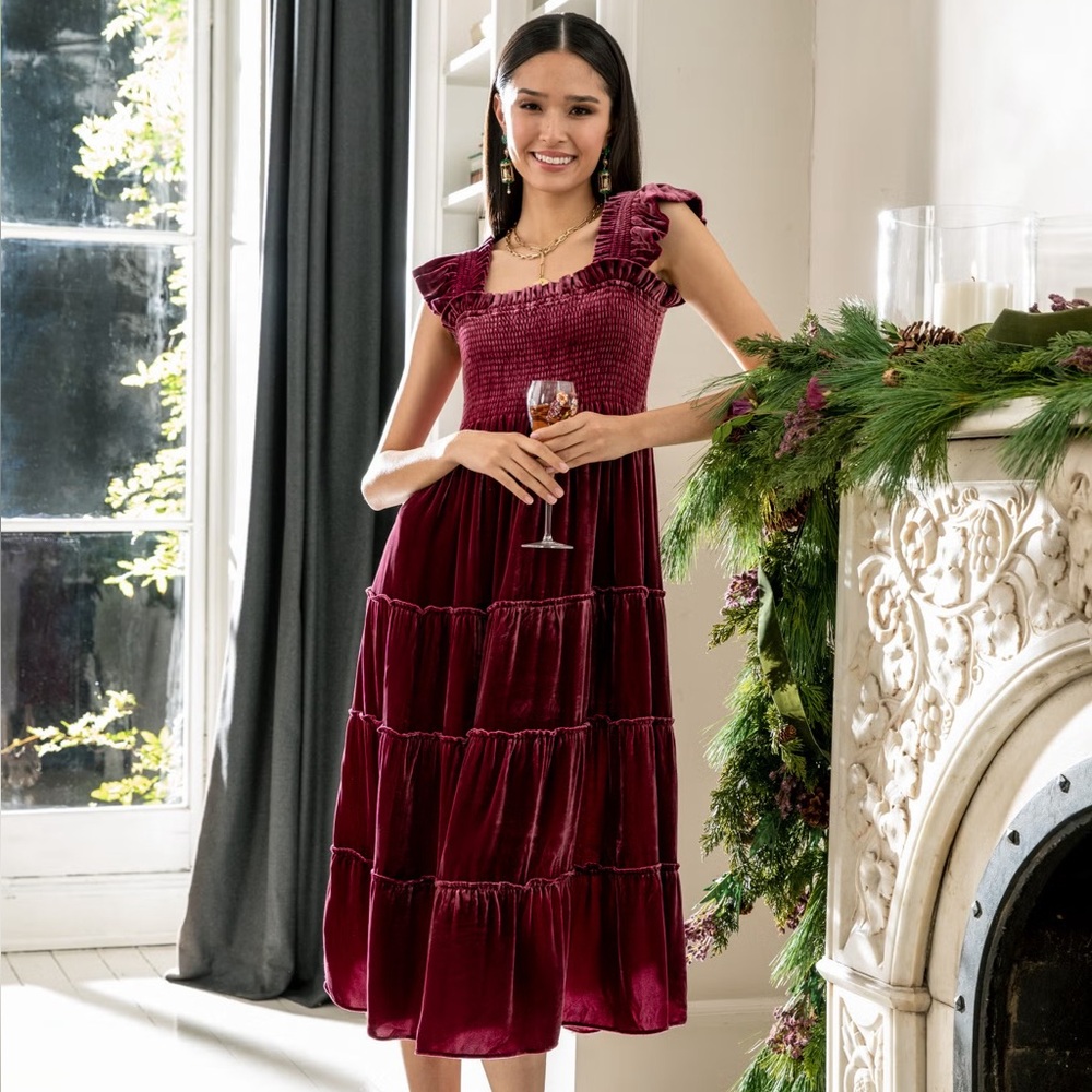 Hill House Ellie Nap Dress Wine Velvet